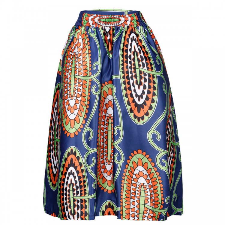 Vintage High Waist Paisley A-lined Midi Skirt