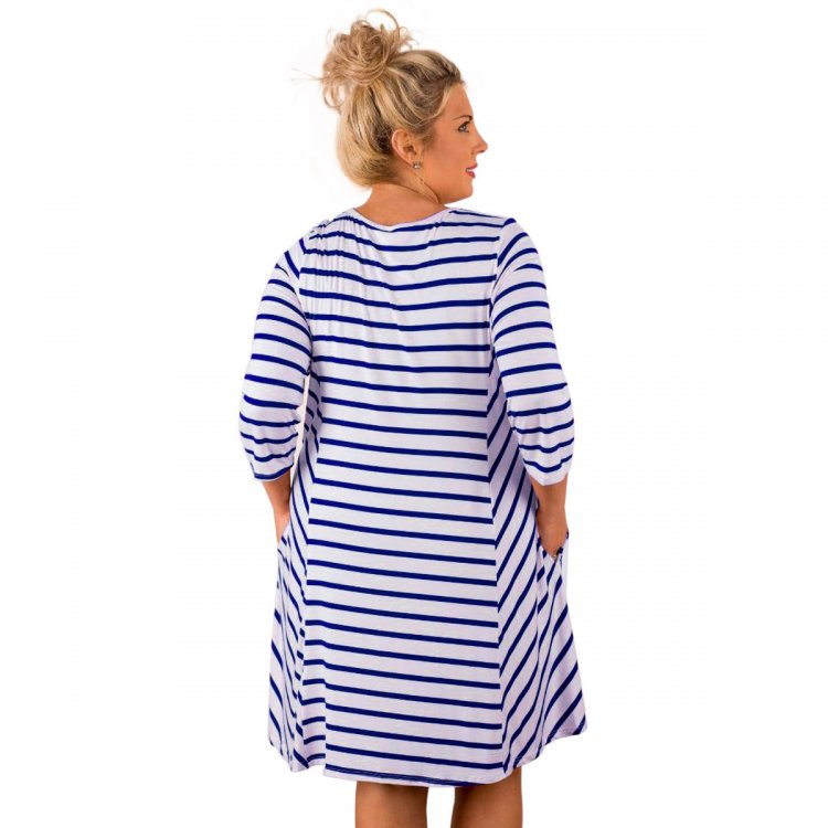 Blue White Stripes Relaxed Curvy Dress