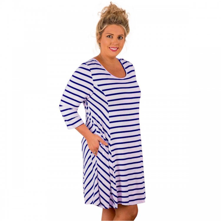 Blue White Stripes Relaxed Curvy Dress