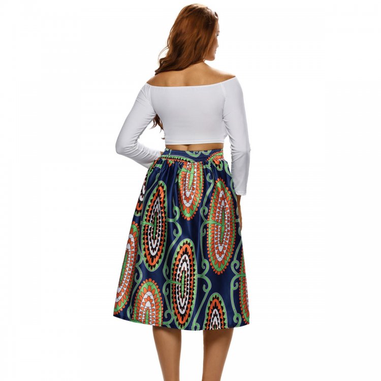 Vintage High Waist Paisley A-lined Midi Skirt