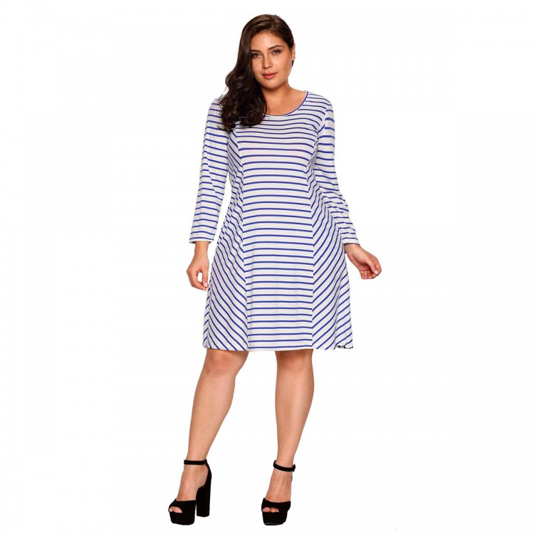 Blue White Stripes Relaxed Curvy Dress