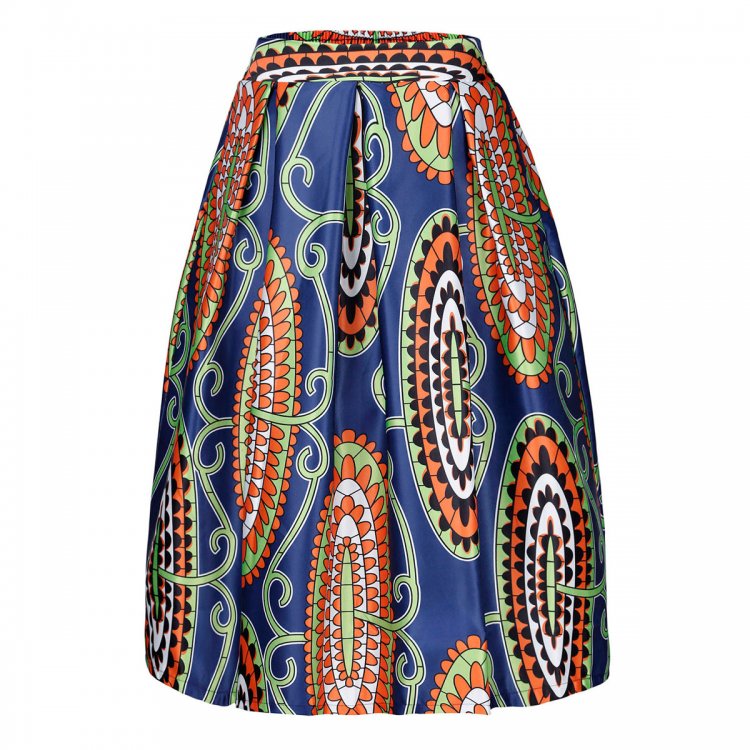 Vintage High Waist Paisley A-lined Midi Skirt