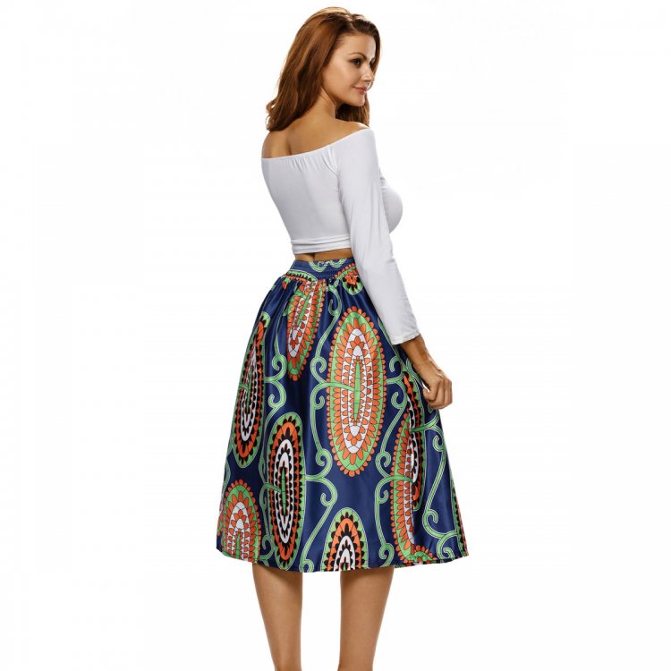 Vintage High Waist Paisley A-lined Midi Skirt