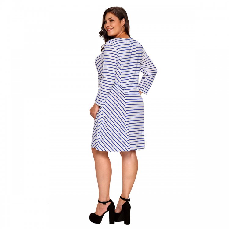 Blue White Stripes Relaxed Curvy Dress