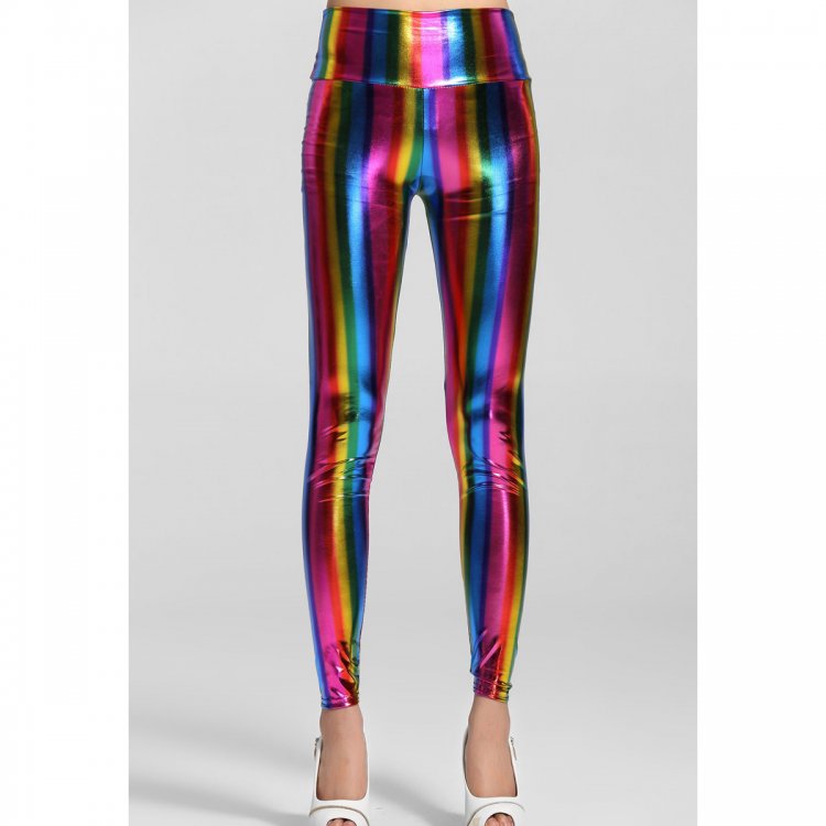 Empire Waist Fluorescent Rainbow Leggings